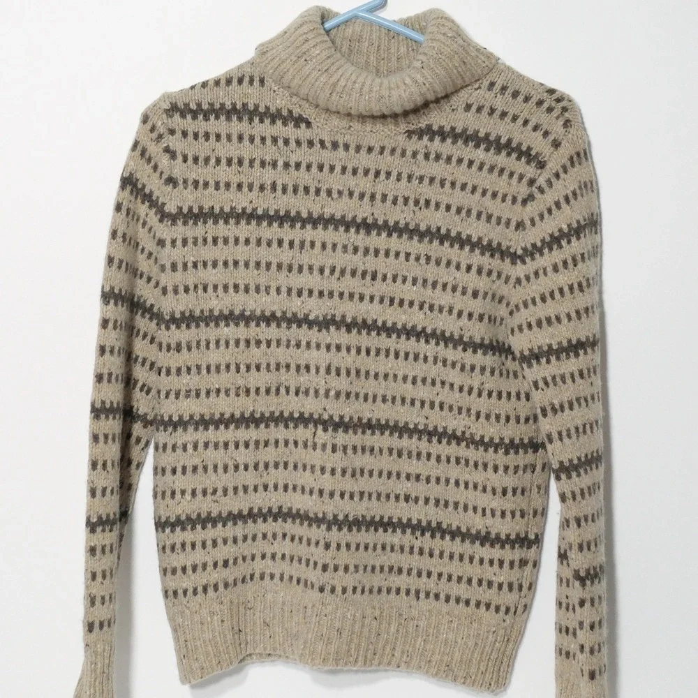 J.Crew Mens Donegal Stripe Turtleneck Sweater Merino Wool Size Small